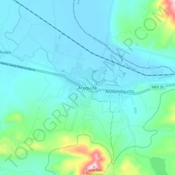 Atequiza topographic map, elevation, terrain