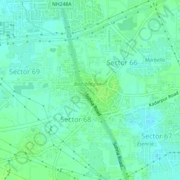 Badshahpur topographic map, elevation, terrain