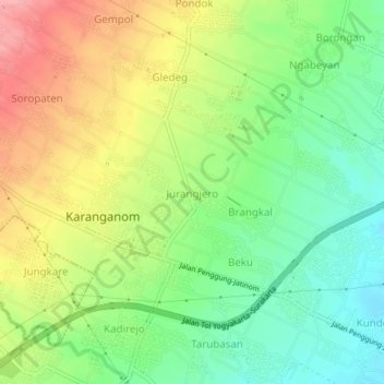 Jurangjero topographic map, elevation, terrain