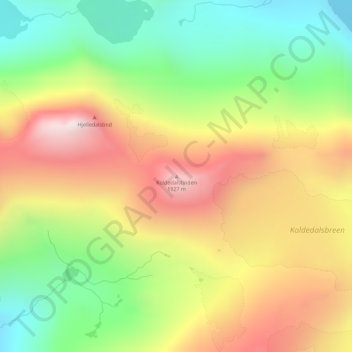 Koldedalstinden topographic map, elevation, terrain
