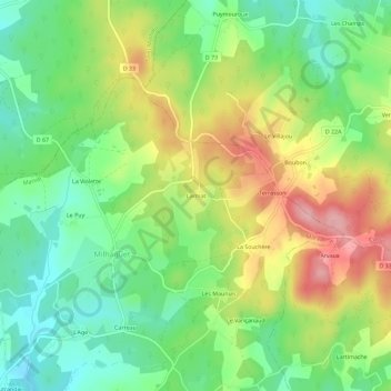 Larmat topographic map, elevation, terrain