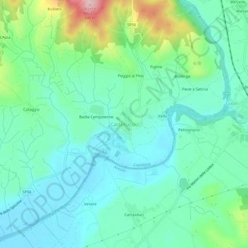 Castelluccio topographic map, elevation, terrain