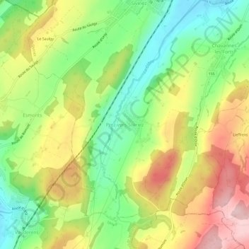 Prez-vers-Siviriez topographic map, elevation, terrain