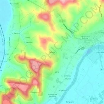Seillade topographic map, elevation, terrain