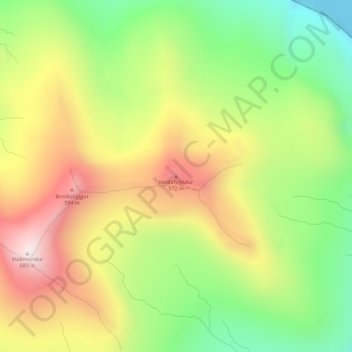 Heldarstindur topographic map, elevation, terrain