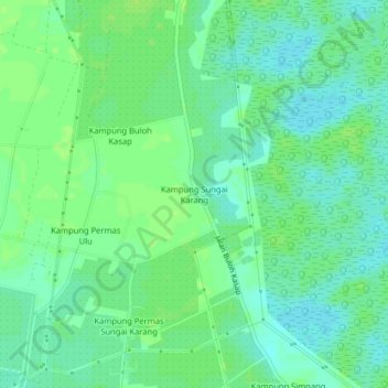 Kampung Sungai Karang topographic map, elevation, terrain