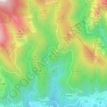 La Roueyre topographic map, elevation, terrain