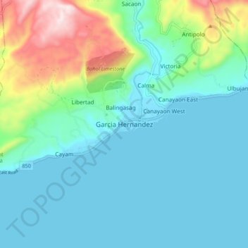 Garcia Hernandez topographic map, elevation, terrain