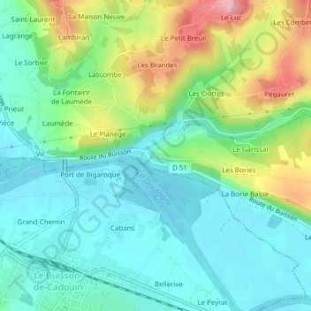 Bigaroque topographic map, elevation, terrain
