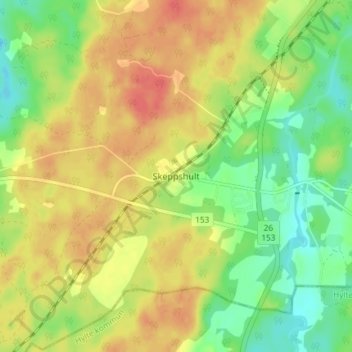 Skeppshult topographic map, elevation, terrain