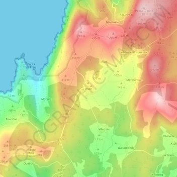 Viseo topographic map, elevation, terrain