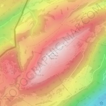 Le Suchet topographic map, elevation, terrain