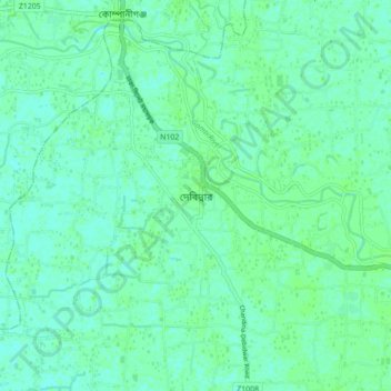 Debidwar topographic map, elevation, terrain
