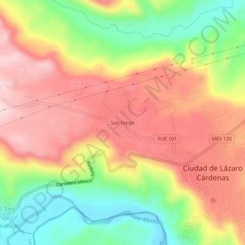 San Diego topographic map, elevation, terrain