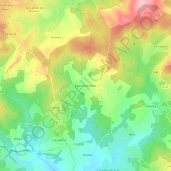 Lavaud-Bousquet topographic map, elevation, terrain