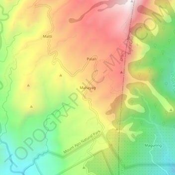 Mahayag topographic map, elevation, terrain