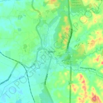Bidor topographic map, elevation, terrain