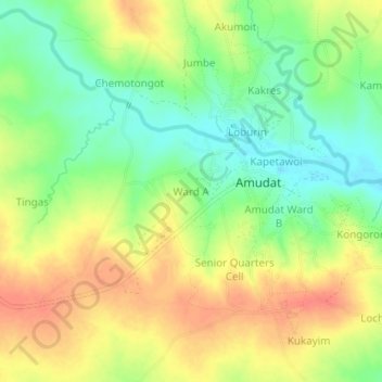 Ward A topographic map, elevation, terrain
