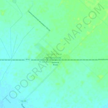 General Rivas topographic map, elevation, terrain
