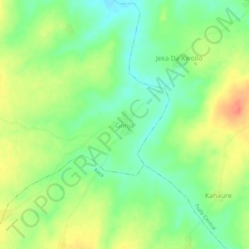 Gonja topographic map, elevation, terrain
