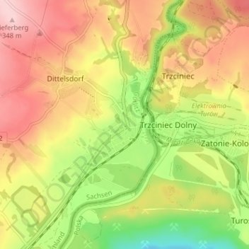 Hirschfelde topographic map, elevation, terrain