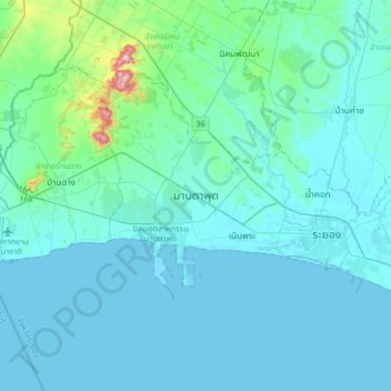 Map Ta Phut topographic map, elevation, terrain