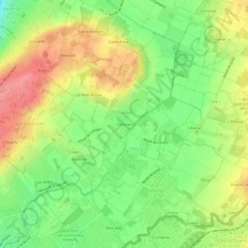 Chevrier topographic map, elevation, terrain
