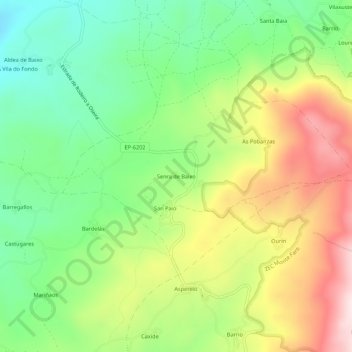 Senra de Baixo topographic map, elevation, terrain