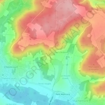 Fond d'Ardenne topographic map, elevation, terrain