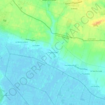 L'Aufranchère topographic map, elevation, terrain