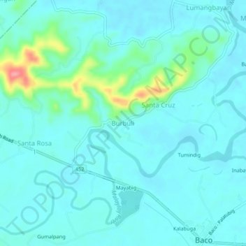 Burbuli topographic map, elevation, terrain