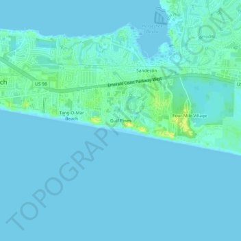 Gulf Pines topographic map, elevation, terrain