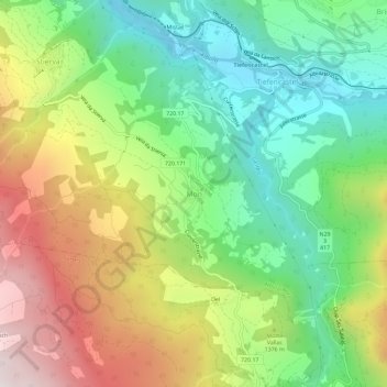 Mon topographic map, elevation, terrain