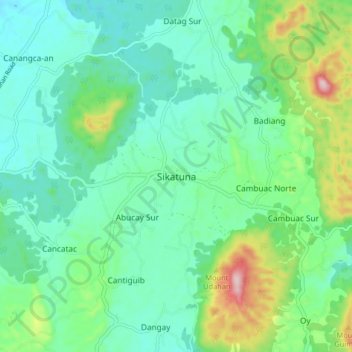 Sikatuna topographic map, elevation, terrain
