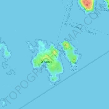 Higher Town topographic map, elevation, terrain