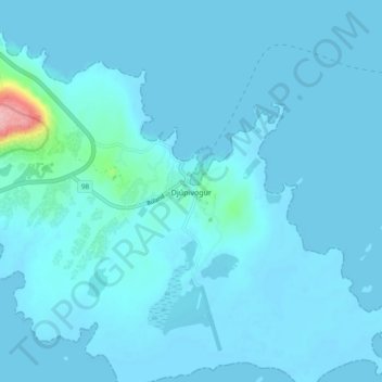Djúpivogur topographic map, elevation, terrain