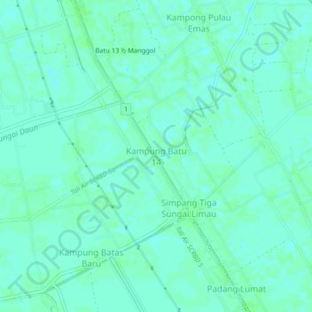Kampung Batu 14 topographic map, elevation, terrain