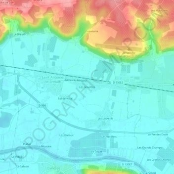 Les Novettes topographic map, elevation, terrain