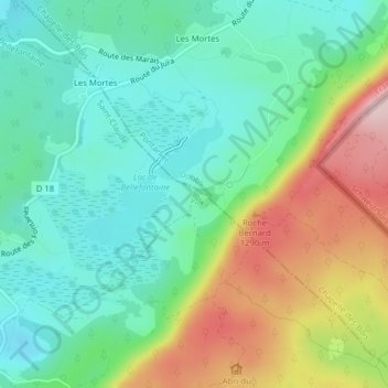 Sur les lacs topographic map, elevation, terrain