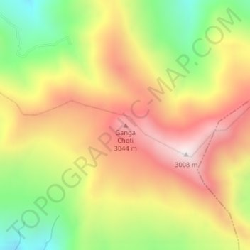 Ganga Choti topographic map, elevation, terrain