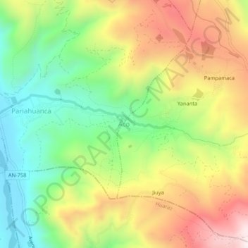 Aco topographic map, elevation, terrain