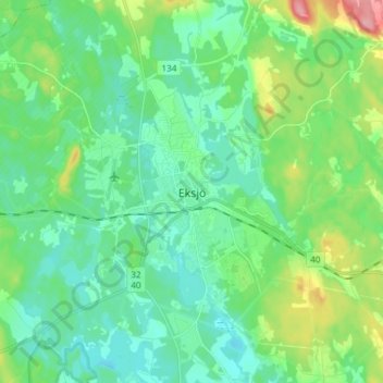 Eksjö topographic map, elevation, terrain