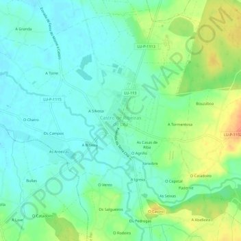 Castro de Ribeiras de Lea topographic map, elevation, terrain