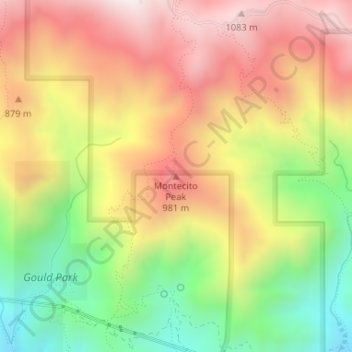 Montecito Peak topographic map, elevation, terrain