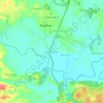 Capuling topographic map, elevation, terrain