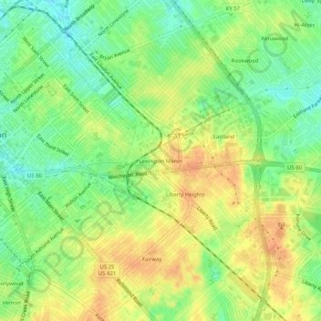 Lexington Manor topographic map, elevation, terrain