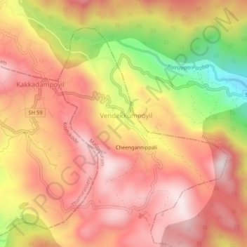 Pottadi topographic map, elevation, terrain