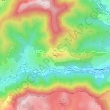 Esparon topographic map, elevation, terrain
