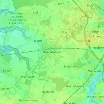 Rheindahlen topographic map, elevation, terrain