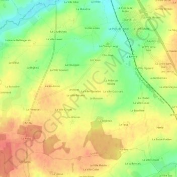 Le Champ Noël topographic map, elevation, terrain